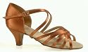 120S Rosetta Girls' Sandal with a 2" Spanish Heel in Flesh Satin (sizes Girls' 1 - Women's 8)