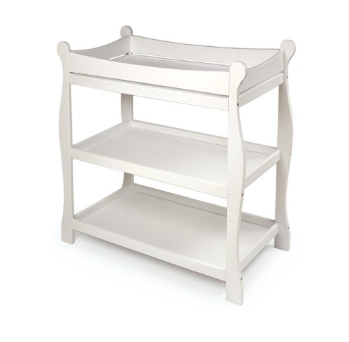 Badger Basket White Sleigh Style Baby Changing Table Badger Basket White Sleigh Style Baby Changing Table