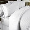 1200 Thread Count 4pc Olympic Queen Bed Sheet Set 100% Egyptian Cotton, Sateen Stripe, Deep Pocket, 1200 TC, Stripe White - By The Sheet & Duvet Store