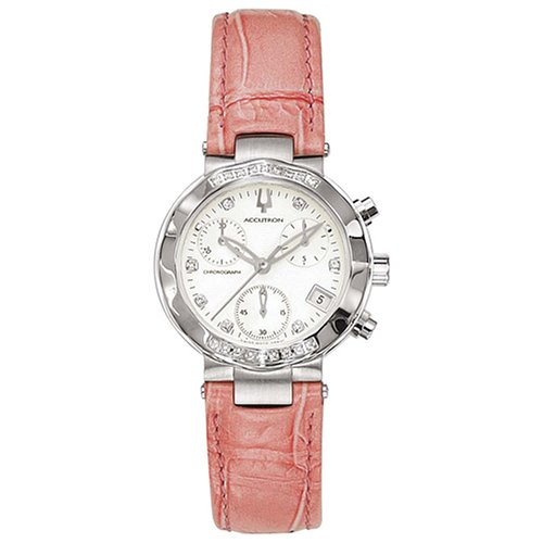 Accutron Women's 26R10 Chamonix Diamond Chronograph Orange Leather Watch