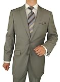 41MCBYlFCKL. SL160  Modern Signature Collection Italian Fit Mens Suit Merino Wool 140s Peak Lapel Two Button Jacket Hand Pick Stitching Pleated Pants Taupe Stripe