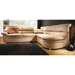 Wohnprofi Polsterecke mit Relaxfunktion Ravenna (ohne Bettfunktion, Mikrovelours cappuccino, 3-sitziges Sofa links)