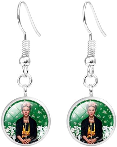 Liebe Engel Frida Kahlo Earrings Green Flower Time Gem Dangle Earrings Jewelry