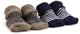 Carter's Hosiery Baby-boys Newborn Stripe 2 Pack Booties, Brown/Navy, 0-3 Months