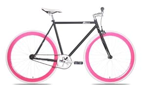 6KU Fixed Gear Single Speed Urban Fixie Road Bike (Nebula-3 (Matte Black/Magenta), 49cm / Small)