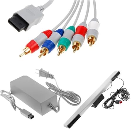 GTMax Infrared Wired Sensor Bar + 6FT Gold Plated Component Cable + Wii AC Power Adapter for Nintendo Wii