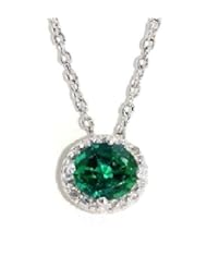 1 Carat Emerald Round Diamond Pendant .925 Sterling Silver Rhodium Finish White Gold Quality