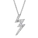 Pave Cubic Zirconia Lightening Bolt Pendant with Sterling Silver Chain