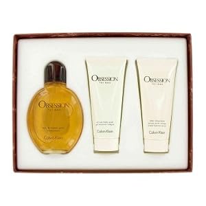 OBSESSION by Calvin Klein - Gift Set -- 4 oz Eau De Toilette Spray + 3.4 oz All Over Body Wash + 3.4 oz After Shave Balm