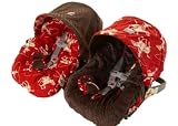 INFANT CAR SEAT COVER RED RIDER & CHOCOLATE MINKY DOT