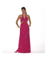 Beaded Slit Mesh Cutout Lace-Up Polyester Evening Dress/Prom Dress  With a Sash 