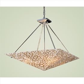 Modern Organics Four Light Chandelier with Bamboo Rings Material Shade in Polished Chrome