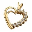 1/3Ct.T.W. Round Brilliant Cut Diamonds, 14Kt. Yellow Gold, Diamond Heart Fashion Pendant