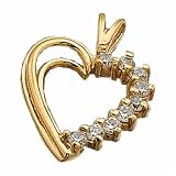 1/3 Ct.T.W. Round Brilliant Cut Diamonds, 14Kt. Yellow Gold, Diamond Heart Fashion Pendant