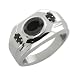 1.18 Ct Black Onyx & Black Diamonds Men's Silver Ring