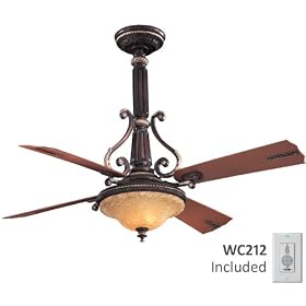 Minka-Aire Fans F819-STW 60" Vivaldo Traditional Sterling Walnut Ceiling Fan w/ Light & Wall Ctrl