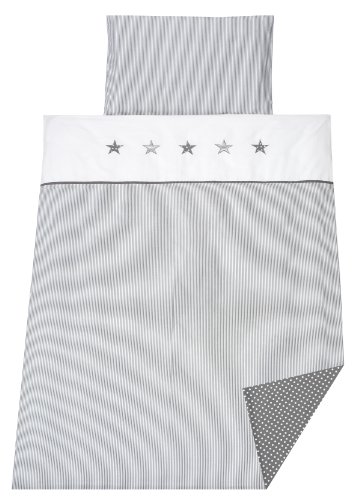 Schardt 135140000 3/713 Bettw&auml;sche mit Applikation Stern, 2-teilige, grau