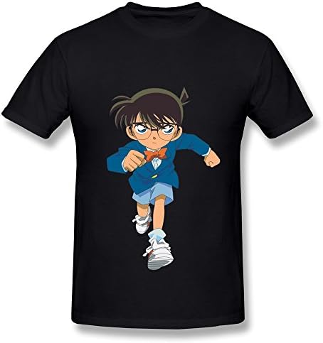 Hongwanxiang Mens Detective Conan Cartoon T-shirt S Black