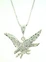 Diamond-cut Sterling-silver Flying American Eagle Pendant-necklace
