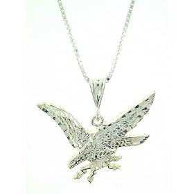 Beautiful Diamond-cut Sterling-silver Flying American Eagle with 18 or 20 Inch Italian... by American Eagle
