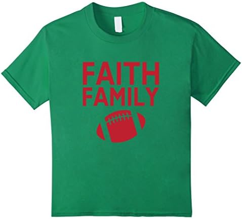 Kids Football Family and Faith Love Important Values Morals Tee 6 Kelly Green