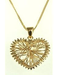 Kala-isjewels - Ladies 18ct Gold Plated CZ "" Hearts ""Pendant ( 1"" ) and Chain (17,71"" )