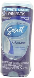 Secret Outlast Completely Clean Scent Women's Clear Gel Antiperspirant & Deodorant 5.4 Oz Twin Pack