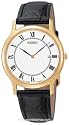 Seiko Men's Dress Black Leather Strap Watch #SKP330