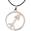 Zodiac Sign Necklace Sagittarius Pendant Stainless Steel on Rubber Cord By Bucasi