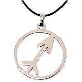 Zodiac Sign Necklace Sagittarius Pendant Stainless Steel on Rubber Cord By Bucasi