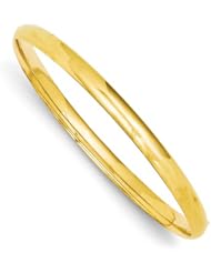 14k Yellow Gold 3/16 High Polished Hinged Bracelet Bangle. Metal Wt- 4.55g