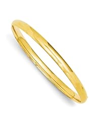 14k Yellow Gold 3/16 Oversize High Polished Hinged Bracelet Bangle