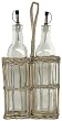 Hand Woven Grey Brown Willow Basket with Two 20oz Large Glass Oil Bottles