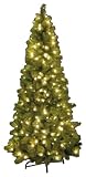Snowtime CT05085 Künstlicher Weihnachtsbaum Pre-Lit Manitoba Spruce PVC, 180 LEDs, Aufklappbar Slim Tree 180 cm, warmweiß