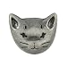 Bezelry 12 Pieces Cute Cat Gray Silver Color Metal Shank Buttons 18mm