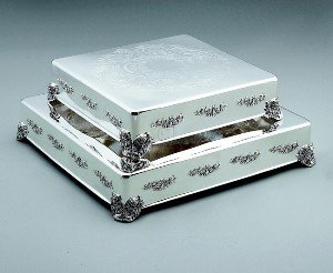 SQUARE WEDDING CAKE TABLEAU, NICKEL PLATED.