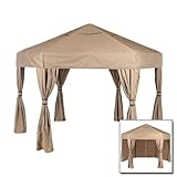 Bungalow by E-Z UP Preferred Series Pavilions, Color: Villa (Heather Beige), Sidewalls: Full Fabric Sidewalls, Size/Shape: 13' Sides - Hexagon