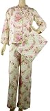 French Pink Roses Long Sleeved Designer Luxury Pajamas with Travel Pouch ~ 2 sizes by La Maisonnette
