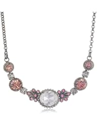 Sorrelli "Crystal Rose" Vintage Style Filigree Crystal Silvertone Necklace, 16"