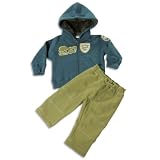 Mish - Infant Boys Long Sleeve Fleece Pant Set, Teal, Khaki