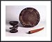 Ifa Divination Bowl, Tray & Tapper by Yoruba People 28.00X22.00 Framed with Black Metal Frame
