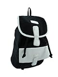 Canvas Backpacks:Classy Canvas Backpack White Vinyl Accents Color Choice (Black)