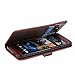 Fulland Wallet Card Holder PU Leather Pouch Flip Leaf Style Case Cover with Stand for HTC One M7 Plus Stylus Pen and Screen Protector-Red