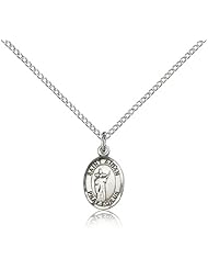 .925 Sterling Silver Saint St. Aidan Of Lindesfarne Medal Pendant 1/2 x 1/4 Inches -9381- Comes with a SS Lite Curb Chain Neckace And a Black velvet Box