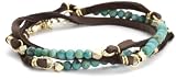 Ettika Turquoise Semi Precious Stones Brown Deerskin Leather Bracelet