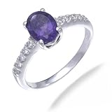 8x6MM 1.20 CT Amethyst Ring In Sterling Silver (Available in Sizes 5-9)