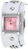 Zou Zou Pink Dial Faux White Leather Cuff Ladies Watch ZRT6004