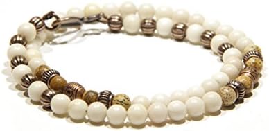 AB's - Men's Choker - Men's Jewelry - Gemstone Necklace - Light Natural Necklace - Beaded Necklace - Fossil and Jasper
