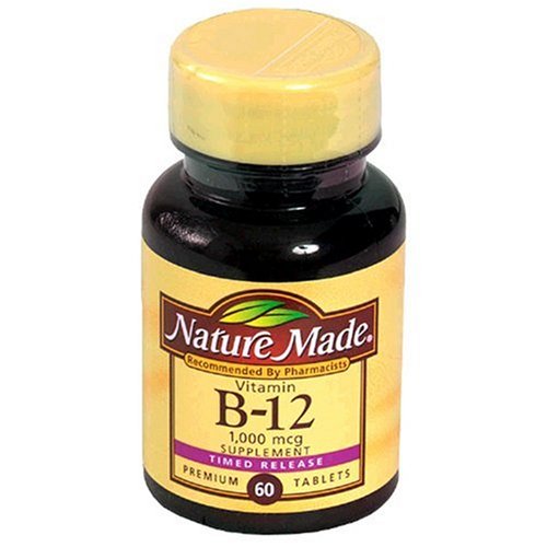 Nature Made Time-Release Vitamin B-12 Supplement Tablets, 1000 mcg, 60-Count Bottles (Pack of 3)