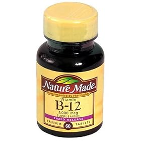 Nature Made Time-Release Vitamin B-12 Supplement Tablets, 1000 mcg, 60-Count Bottles (Pack of 3)